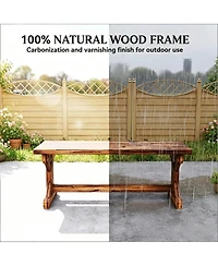 flynama Backless Outdoor Fir Wood Park Bench, 45" Wide