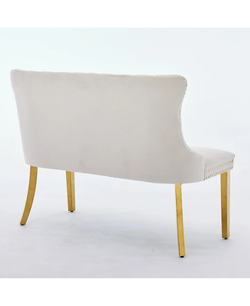 Flynama Velvet Tufted Wingback 2-Seat Dining Bench