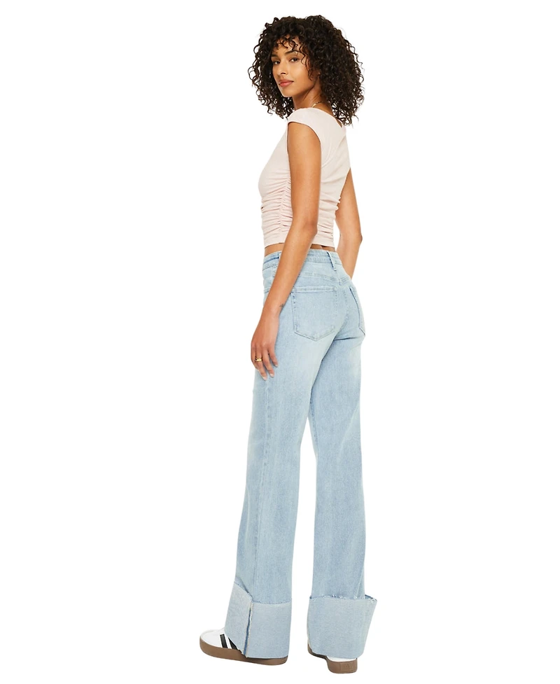 KanCan Women's Franny Essentials High Rise Wide Flare Jeans