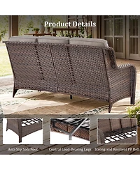 Pocassy 6-Piece Patio Set with High Back Swivel Chairs, 6 Cushions, Fire Pit Table, and Ottomans