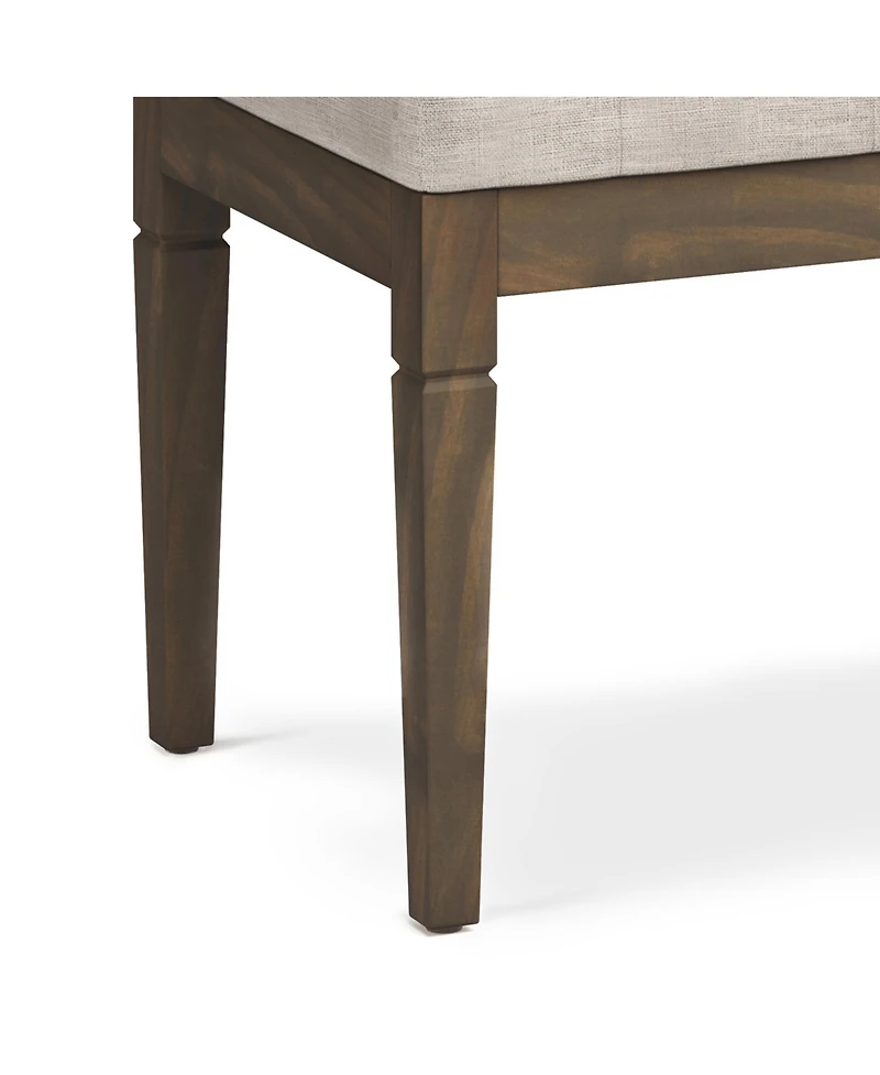 Flynama Small Tufted Ottoman Bench - Natural Linen Footstool with Carved Solid Wood Legs