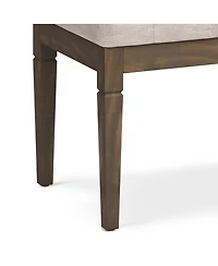 Flynama Small Tufted Ottoman Bench - Natural Linen Footstool with Carved Solid Wood Legs