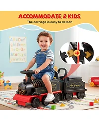 Gymax Ride on Train 6V Battery Powered Toy w/ Under-Seat Storage and Carriage