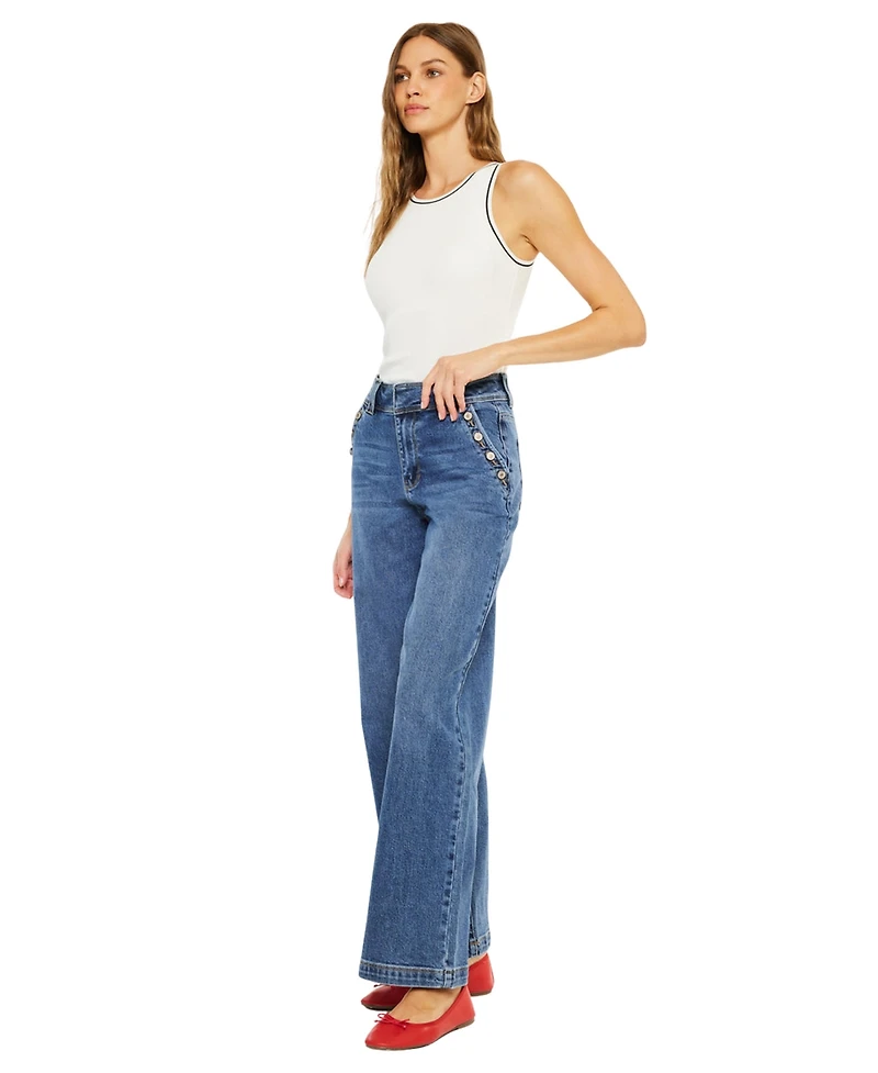 KanCan Women's Westwood Ultra High Rise Wide-Leg Jeans
