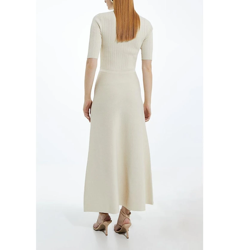 Karen Millen Women's Rib Knit Military Trim Maxi Dress