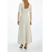 Karen Millen Women's Rib Knit Military Trim Maxi Dress