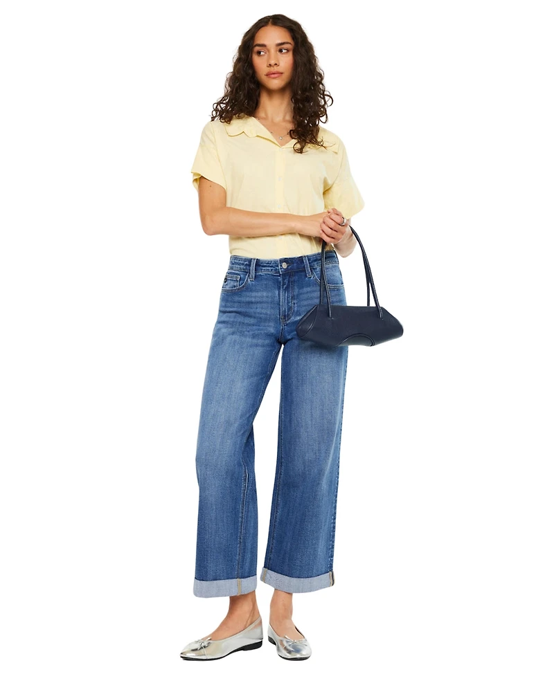 KanCan Women's Reyna Essentials High Rise Wide Leg Jeans