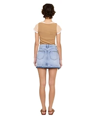 KanCan Women's Usa Mildred Mid Rise Western Studded Denim Skirt