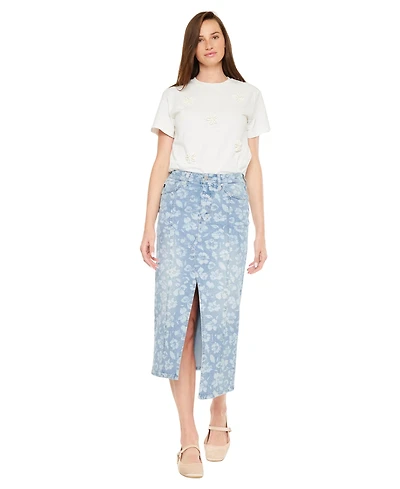 KanCan Women's Hibiscus High Rise Midi Skirt