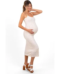 Pinkblush Maternity Ivory Floral Pointelle Knit Midi Dress