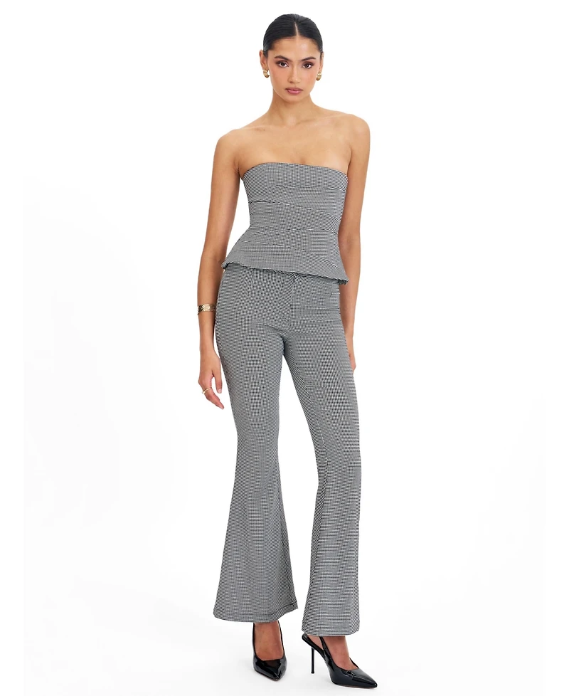 Miss Circle Women's Ulli Micro-Houndstooth Flared Pants