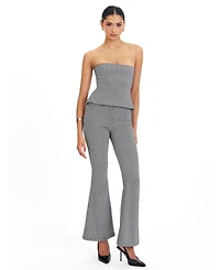 Miss Circle Women's Ulli Micro-Houndstooth Flared Pants