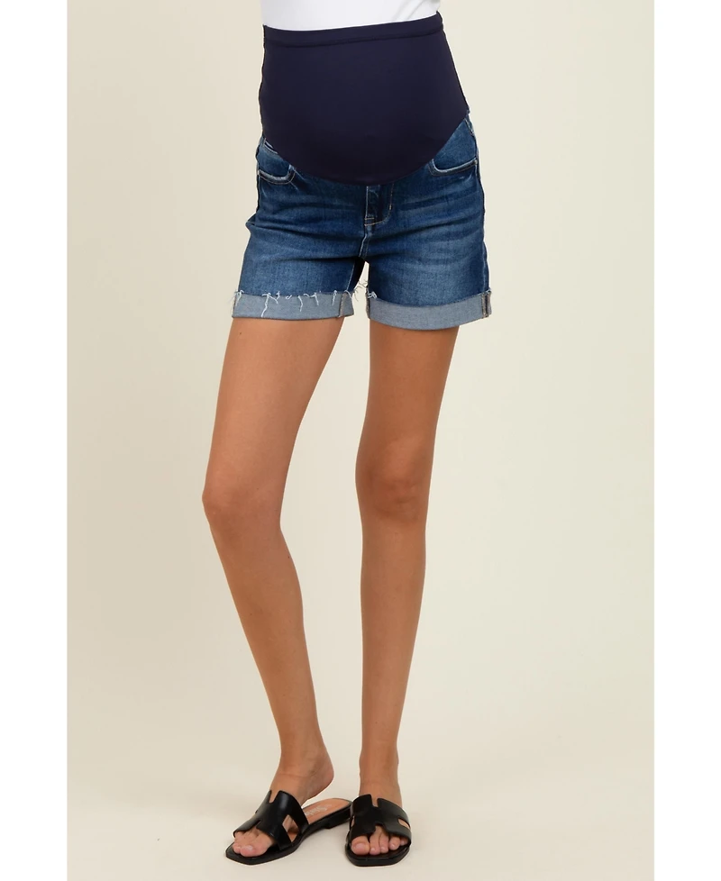 Pinkblush Maternity Cuffed Raw Hem Denim Shorts