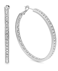 And Now This Large Crystal Inside Out Medium Hoop in Silver Plate Earrings