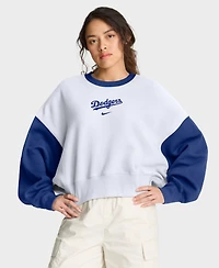 Nike Women's White/Royal Los Angeles Dodgers Oversized High Hip Fleece Sweatshirt