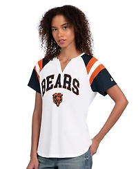 Starter Women's White Chicago Bears Game On Raglan Notch Neck T-Shirt