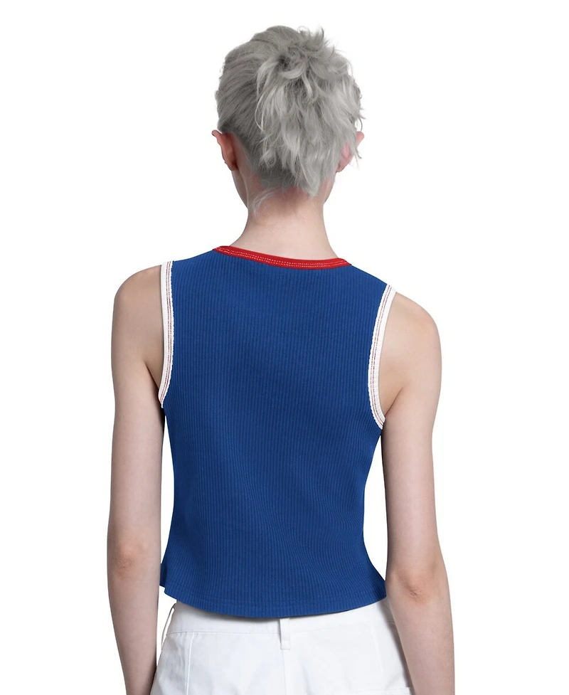 Starter Women's Royal Chicago Cubs Cooperstown Play the Ball Crop Tank Top