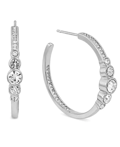 And Now This Crystal Post C Hoop Earrings