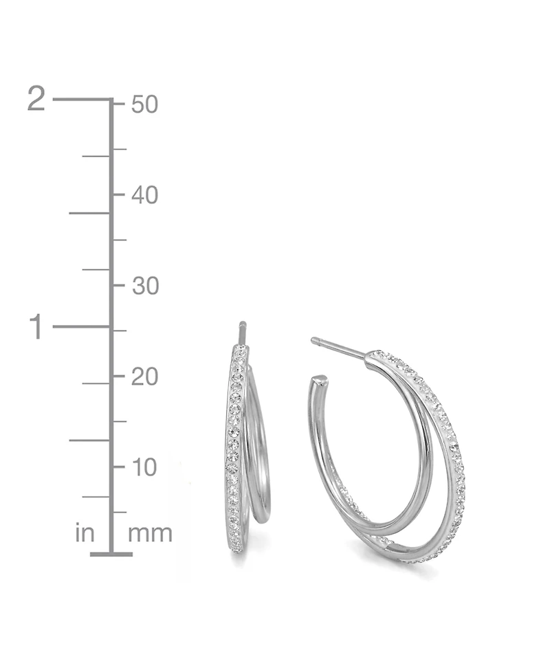 And Now This Crystal Double Row C Hoop Post Earrings