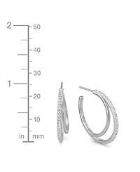 And Now This Crystal Double Row C Hoop Post Earrings