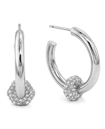 And Now This Crystal Post C Hoop Earrings