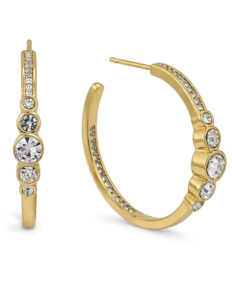 And Now This Crystal Post C Hoop Earrings