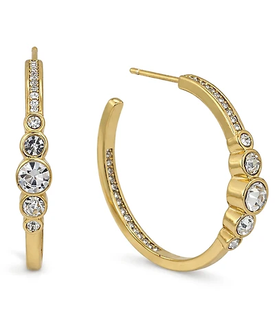 And Now This Crystal Post C Hoop Earrings