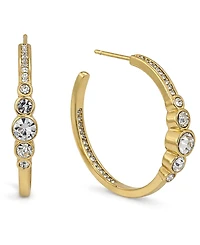 And Now This Crystal Post C Hoop Earrings