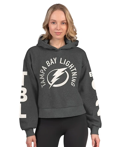 Starter Women's Heather Charcoal Tampa Bay Lightning Star Player Cropped Fleece Hoodie