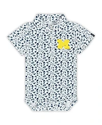 Garb Baby Boys and Girls White Michigan Wolverines Tom Allover Print Performance Polo Bodysuit