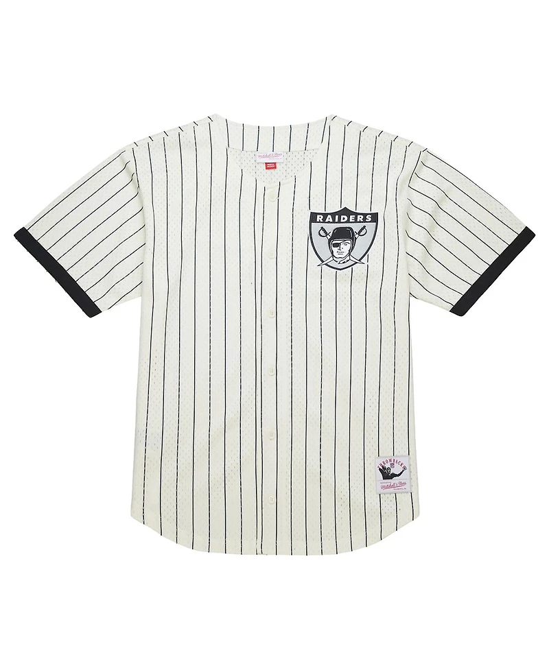 Mitchell & Ness Men's Cream Las Vegas Raiders Big Tall Heavyweight Mesh Button-Up Fashion Jersey