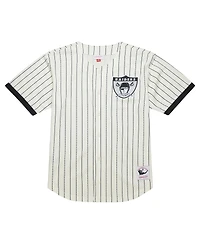 Mitchell & Ness Men's Cream Las Vegas Raiders Big Tall Heavyweight Mesh Button-Up Fashion Jersey