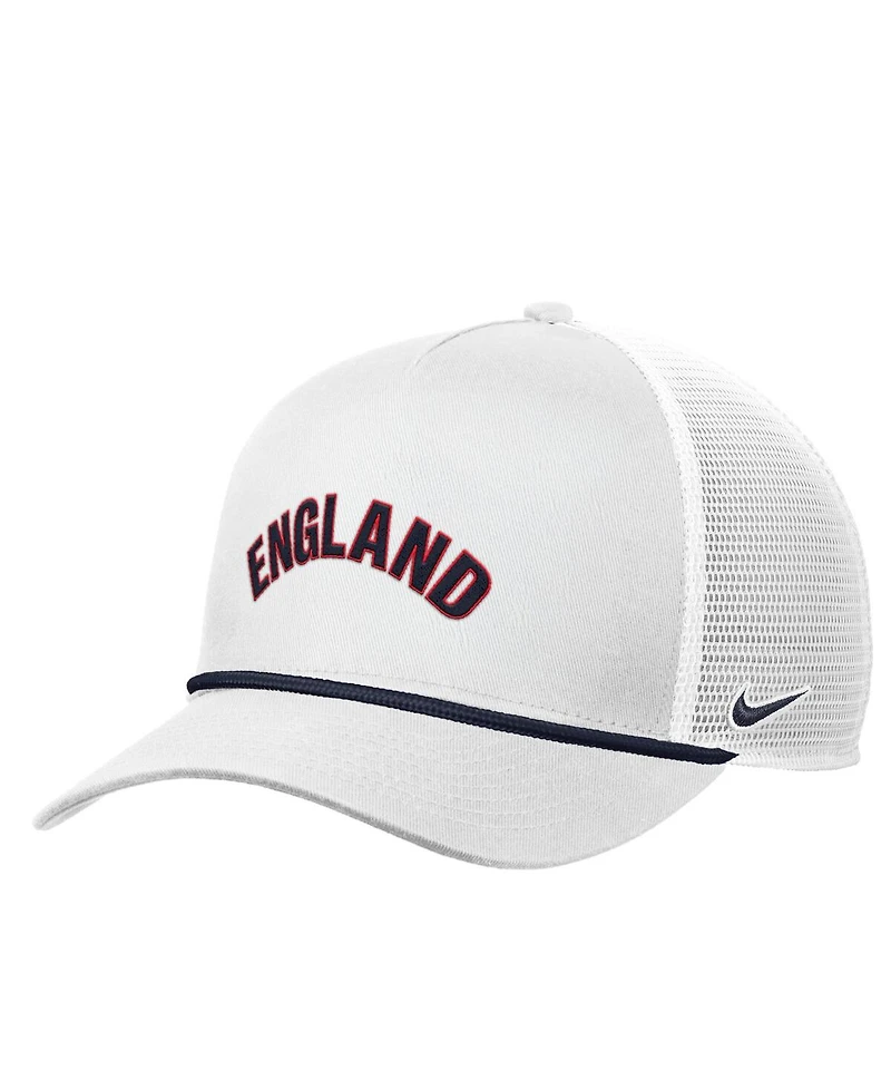 Nike Men's White England National Team Rise Rope Trucker A-Frame Adjustable Hat