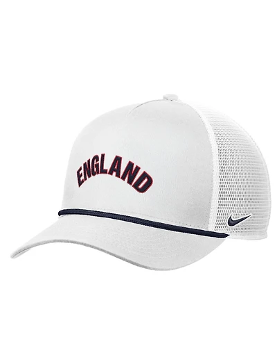 Nike Men's White England National Team Rise Rope Trucker A-Frame Adjustable Hat