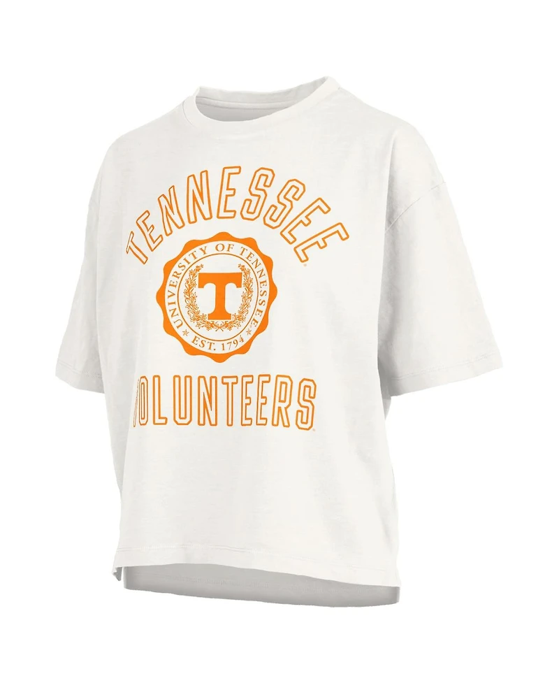 Pressbox Women's White Tennessee Volunteers Motley Crew Bishop Waist Length Oversized Slub T-Shirt