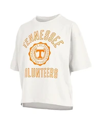 Pressbox Women's White Tennessee Volunteers Motley Crew Bishop Waist Length Oversized Slub T-Shirt