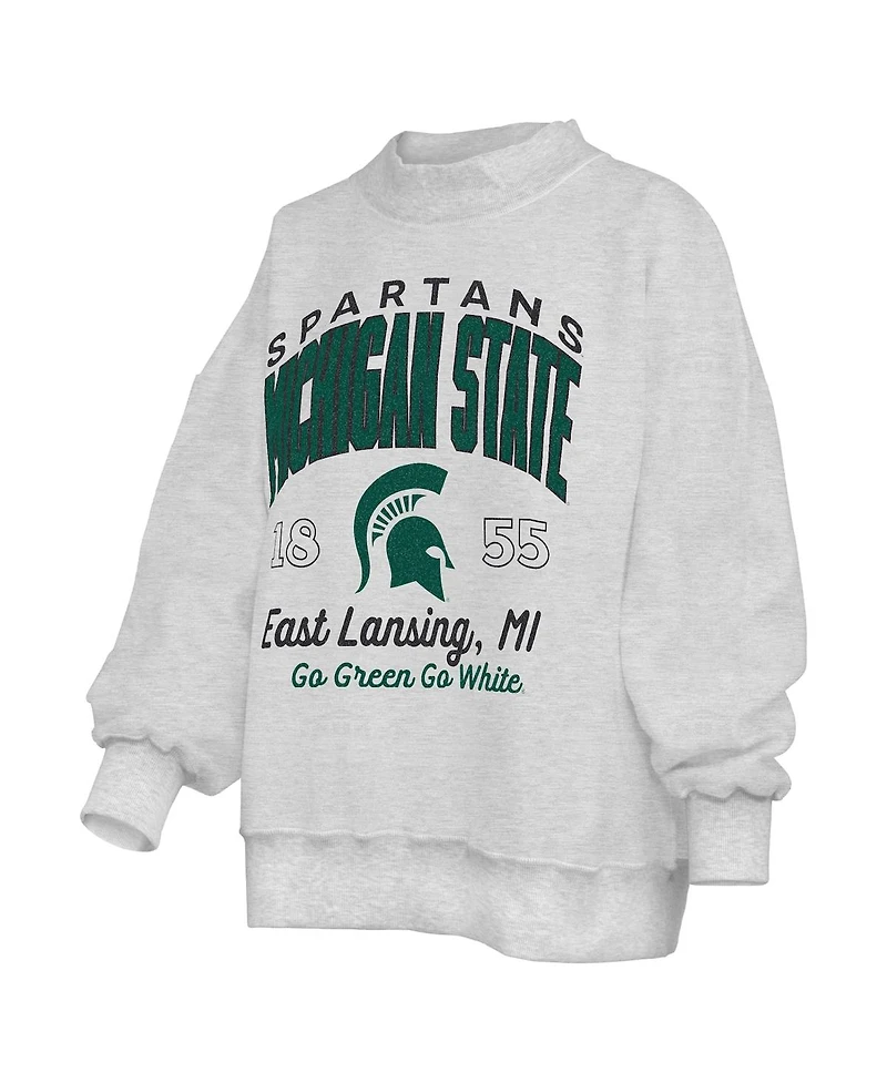 Pressbox Women's Heather Gray Michigan State Spartans Reversible Sweatshirt