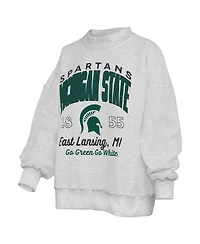 Pressbox Women's Heather Gray Michigan State Spartans Reversible Sweatshirt