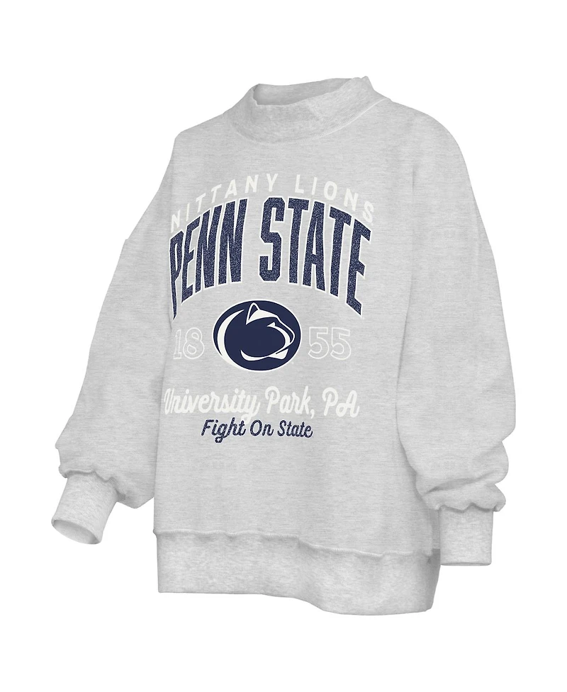 Pressbox Women's Heather Gray Penn State Nittany Lions Reversible Sweatshirt