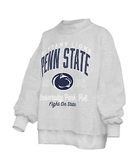 Pressbox Women's Heather Gray Penn State Nittany Lions Reversible Sweatshirt