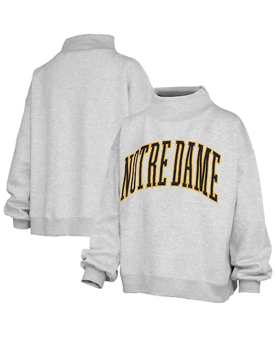 Pressbox Women's Heather Gray Notre Dame Fighting Irish Oversized Nelson Mock Neck Sweatshirt