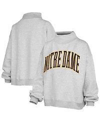 Pressbox Women's Heather Gray Notre Dame Fighting Irish Oversized Nelson Mock Neck Sweatshirt