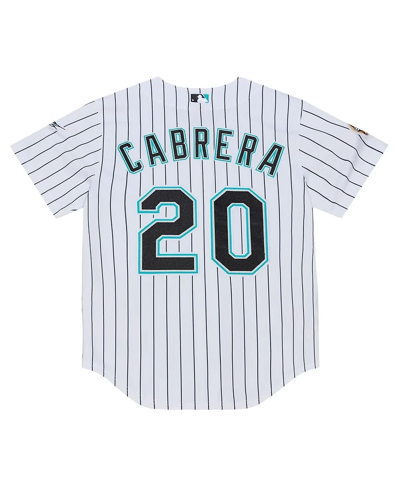 Mitchell & Ness Men's Miguel Cabrera White Florida Marlins 2003 Cooperstown Collection Authentic Jersey
