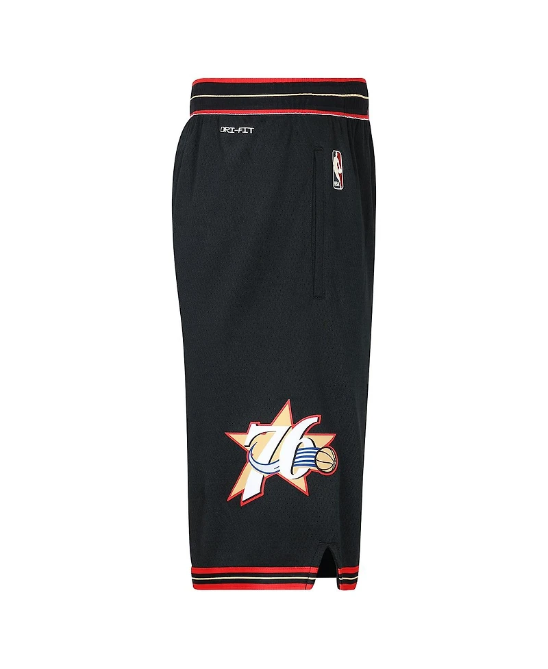 Nike Big Boys and Girls Black Philadelphia 76ers Hardwood Classics Dri-fit Swingman Shorts