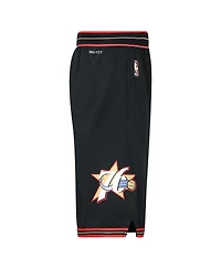 Nike Big Boys and Girls Black Philadelphia 76ers Hardwood Classics Dri-fit Swingman Shorts