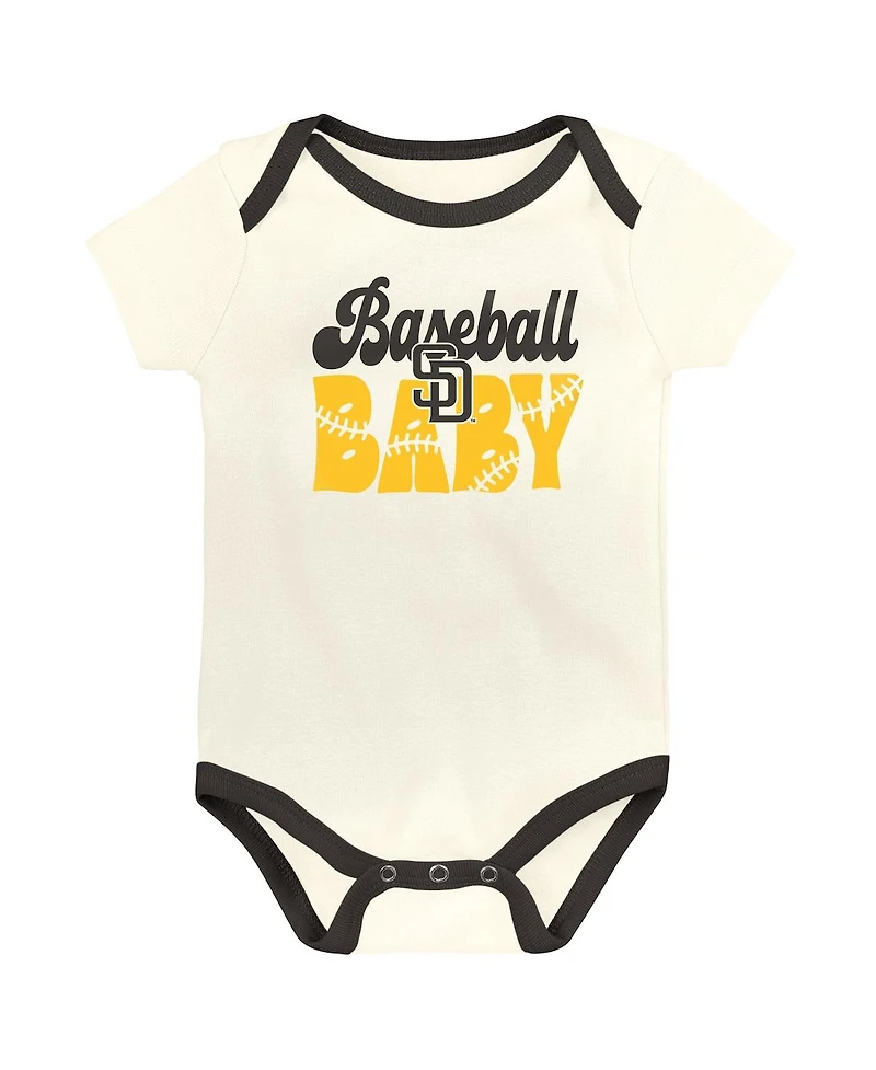 Outerstuff Baby Boys and Girls 3-Pack San Diego Padres Home Team Bodysuit Set