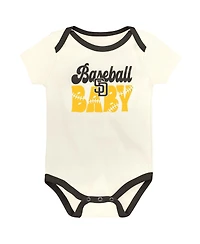 Outerstuff Baby Boys and Girls 3-Pack San Diego Padres Home Team Bodysuit Set
