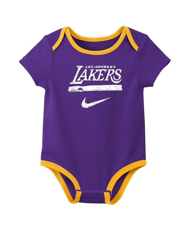 Nike Baby Boys and Girls 2-Pack Purple Los Angeles Lakers Courtside Premier Bodysuit Set