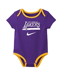 Nike Baby Boys and Girls 2-Pack Purple Los Angeles Lakers Courtside Premier Bodysuit Set