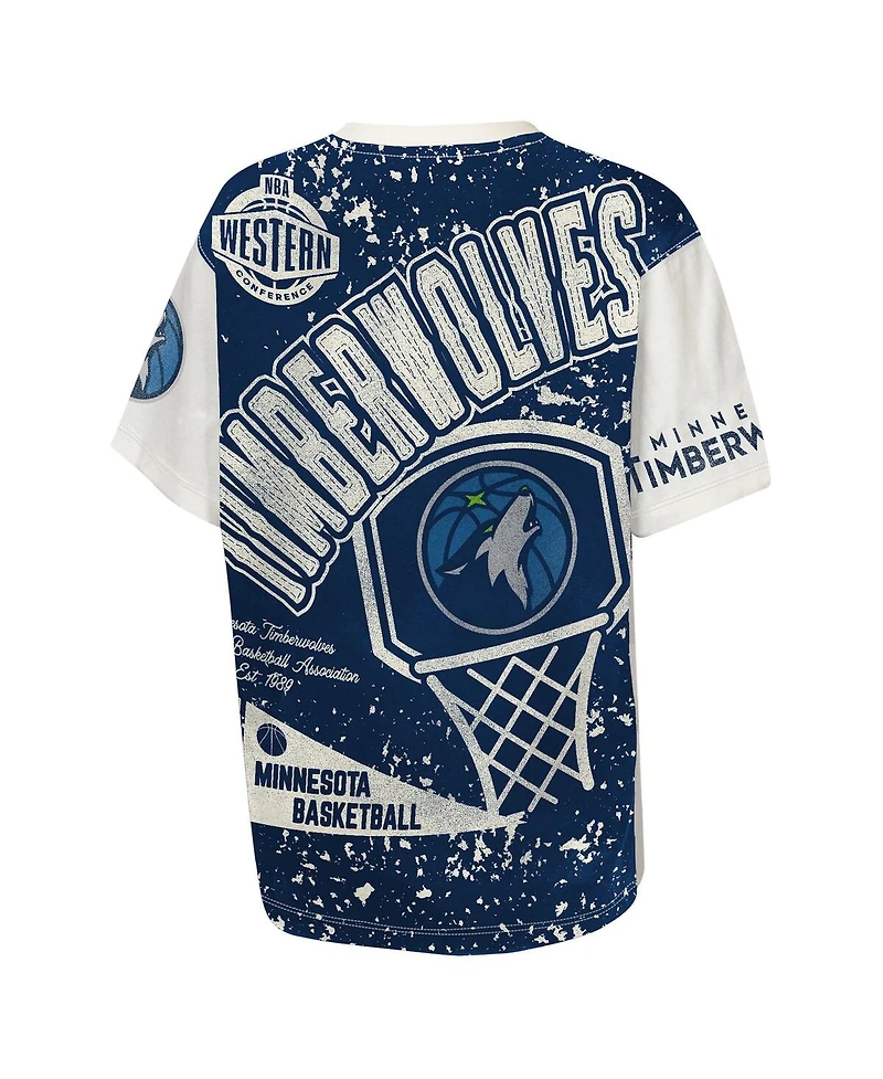 Outerstuff Big Boys and Girls Cream Minnesota Timberwolves Top Player All-Over-Print T-Shirt